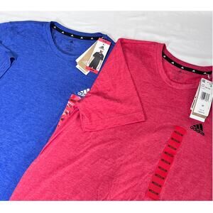 ✨Adidas Men Performance T-Shirt 2-Pack Blue Red Heather Size M NWT Training Tee